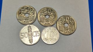 Lote 5 monedas Estado Español EBC++ SC
