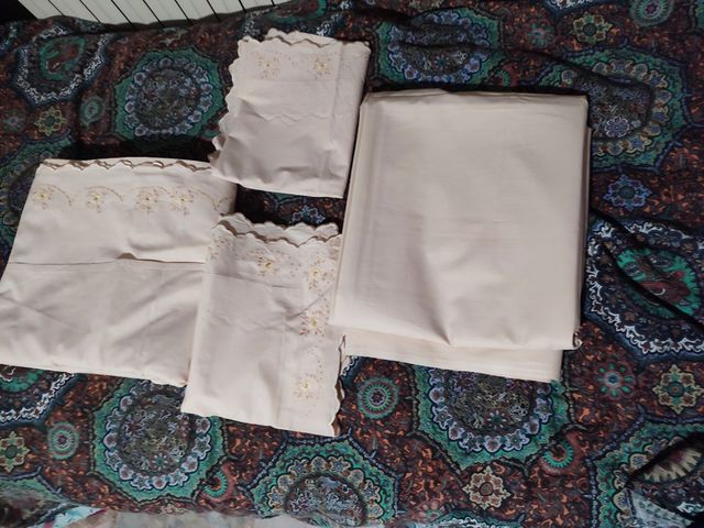 Set lenzuola Ricamo a mano Cotone puro