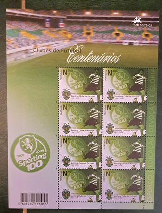 Hoja bloque centenario Sporting Portugal