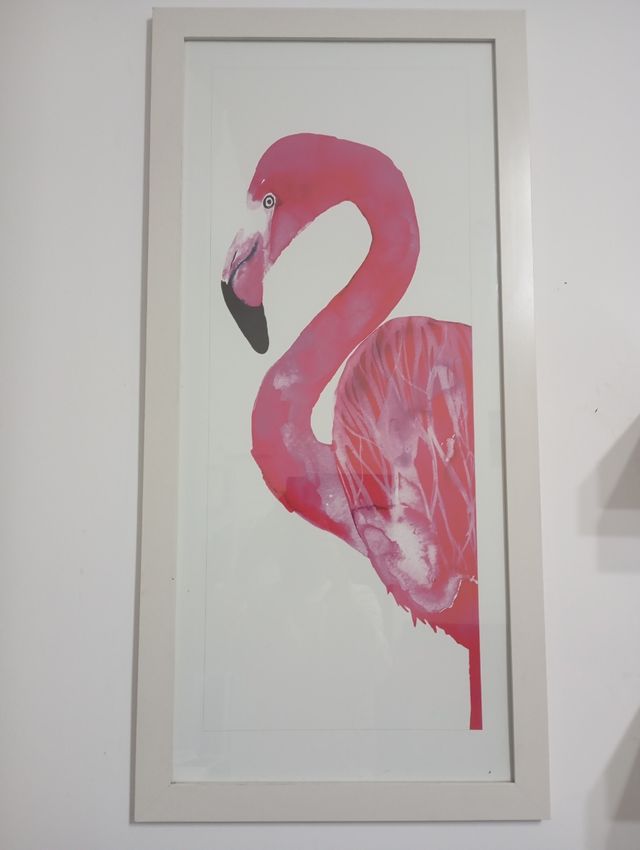 Cuadro de flamenco rosa y blanco