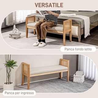 Panca Fondo Letto con Seduta Imbottita, Panca in L