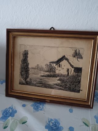 Quandro cornice raffigurato campagna vin