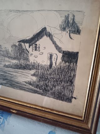 Quandro cornice raffigurato campagna vin