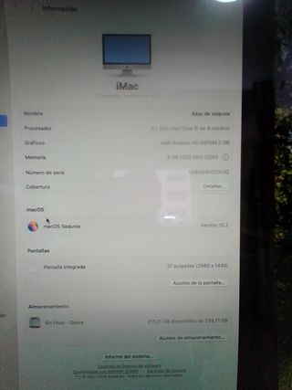 IMAC 27'' I5 GRAFICA 2GB SSD