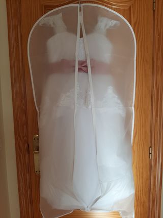 Vestido de comunión con cancan y bolsa para colgar