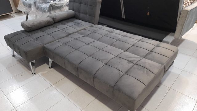 SUPER OFERTA SOFA CAMA GRIS TERCIOPELO KREM XS