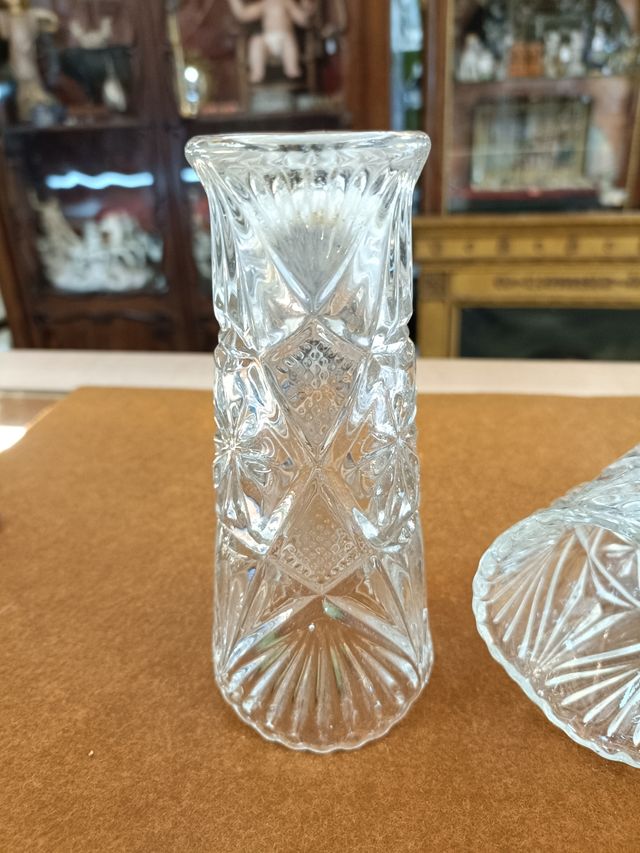 ANTIGUA PAREJA FLOREROS PARA IMÁGENES CRISTAL 15CM