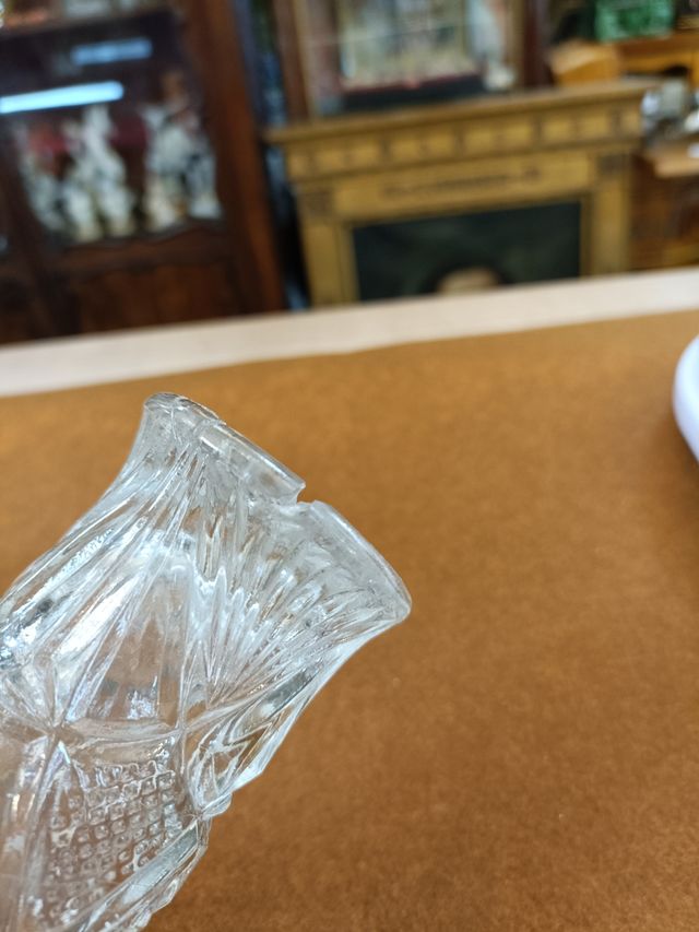 ANTIGUA PAREJA FLOREROS PARA IMÁGENES CRISTAL 15CM