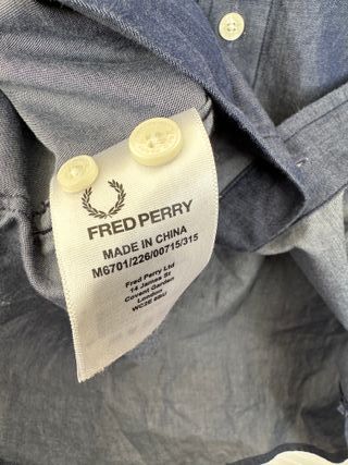 FRED PERRY camisa azules manga larga talla S