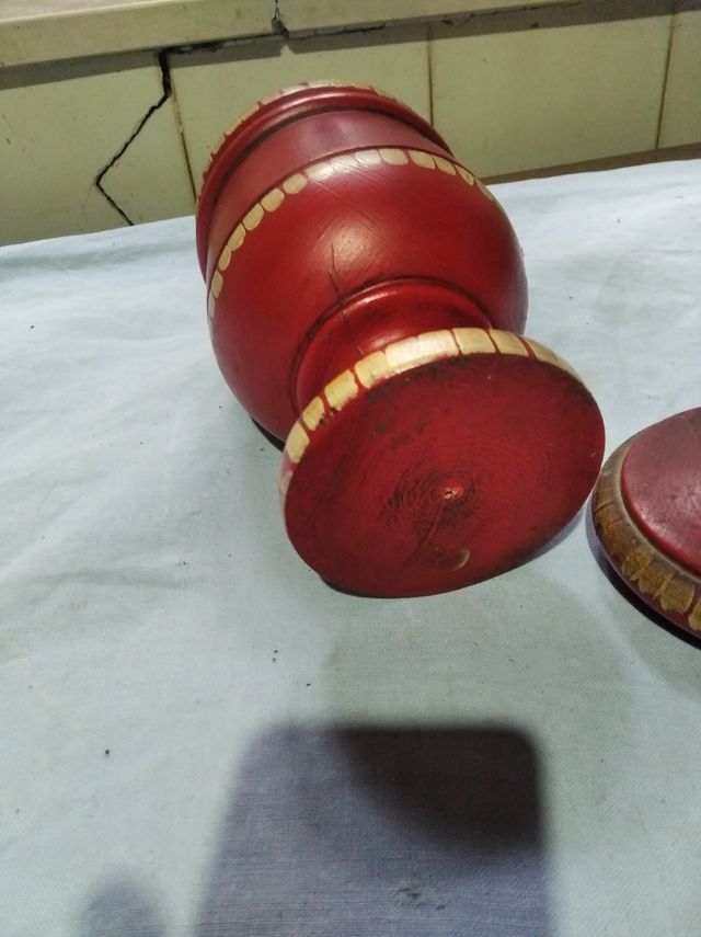 Coppa in legno dipinto vintage 