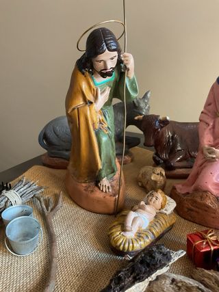 Figuras del portal de belen pintado a mano Vintage