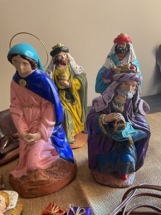 Figuras del portal de belen pintado a mano Vintage