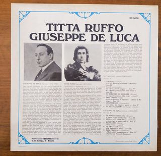 vinile 33 giri Titta Rufo, Giuseppe de Luca I Gran
