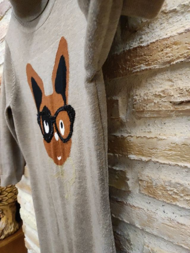 Vestido punto estilo Jersey cuello altoo