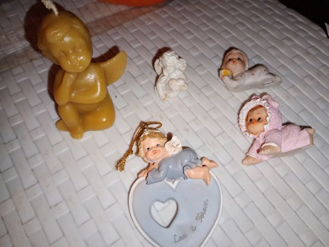 Statuette angeli + candela + bimbi