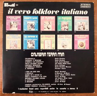 vinile 33 giri Calabria terra mia il vero folklore