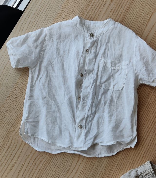 Traje elegante camisa pantalón lino niño