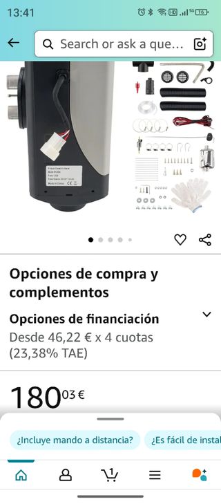 Calentador diesel con mando