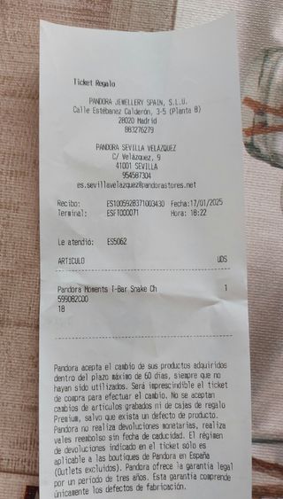 Talla 18 Pulsera Pandora