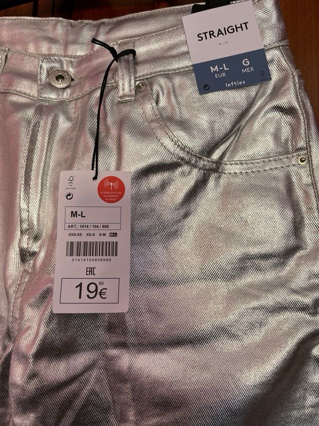 Pantalon metalizado plata