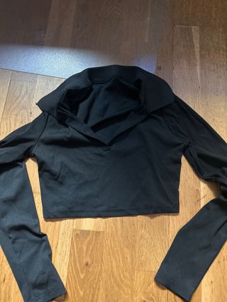 top se manga larga negro