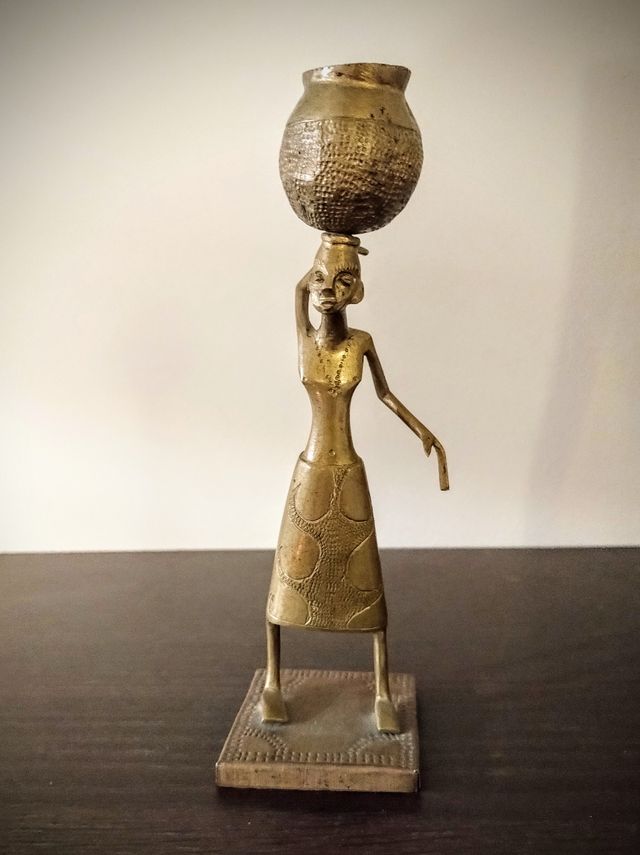 Statua Africana Vintage In Ottone