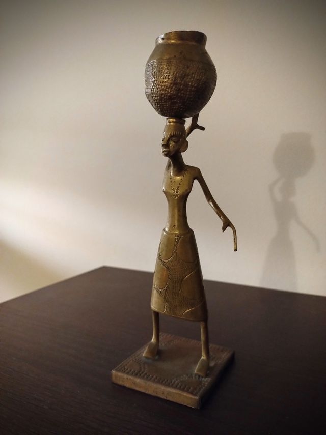 Statua Africana Vintage In Ottone