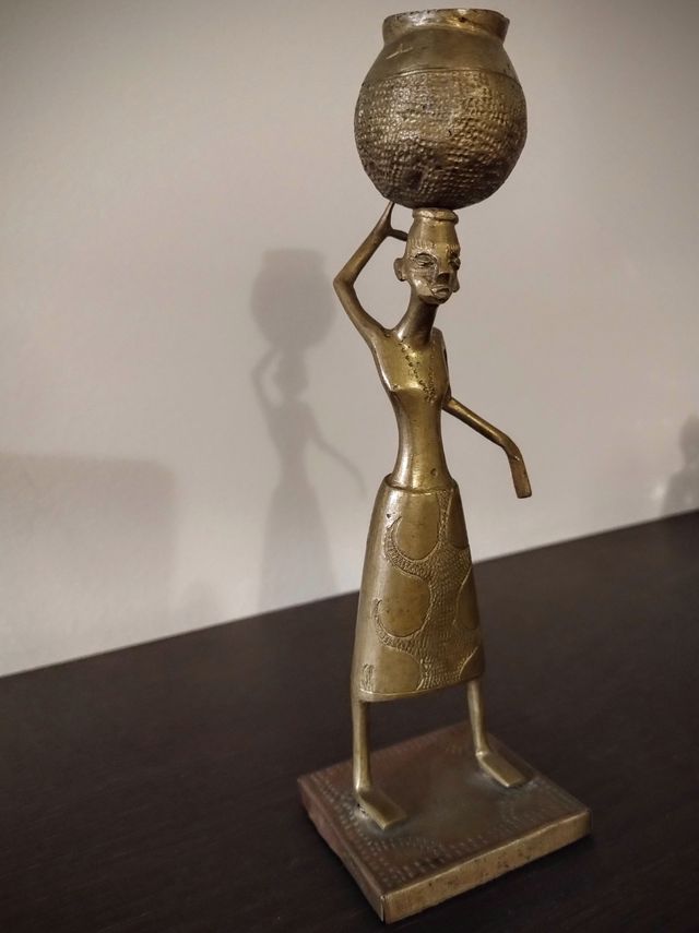 Statua Africana Vintage In Ottone