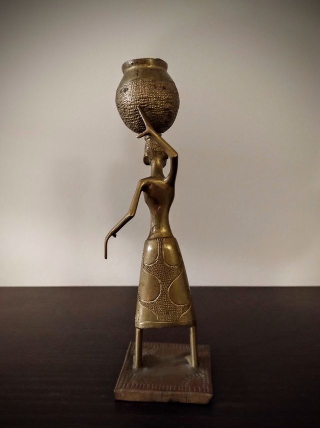 Statua Africana Vintage In Ottone