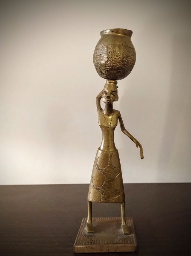 Statua Africana Vintage In Ottone