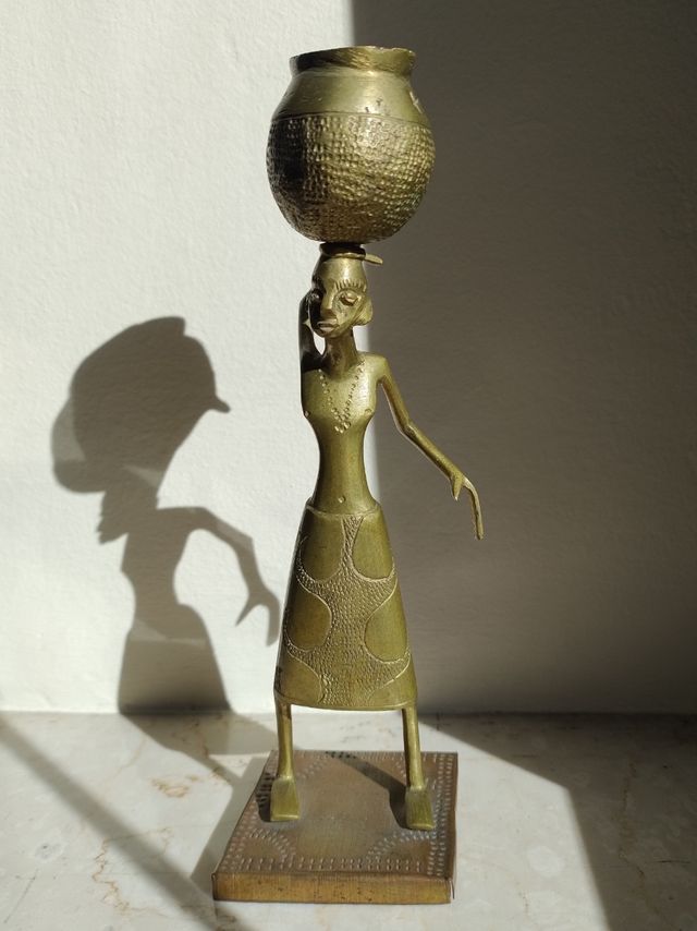 Statua Africana Vintage In Ottone