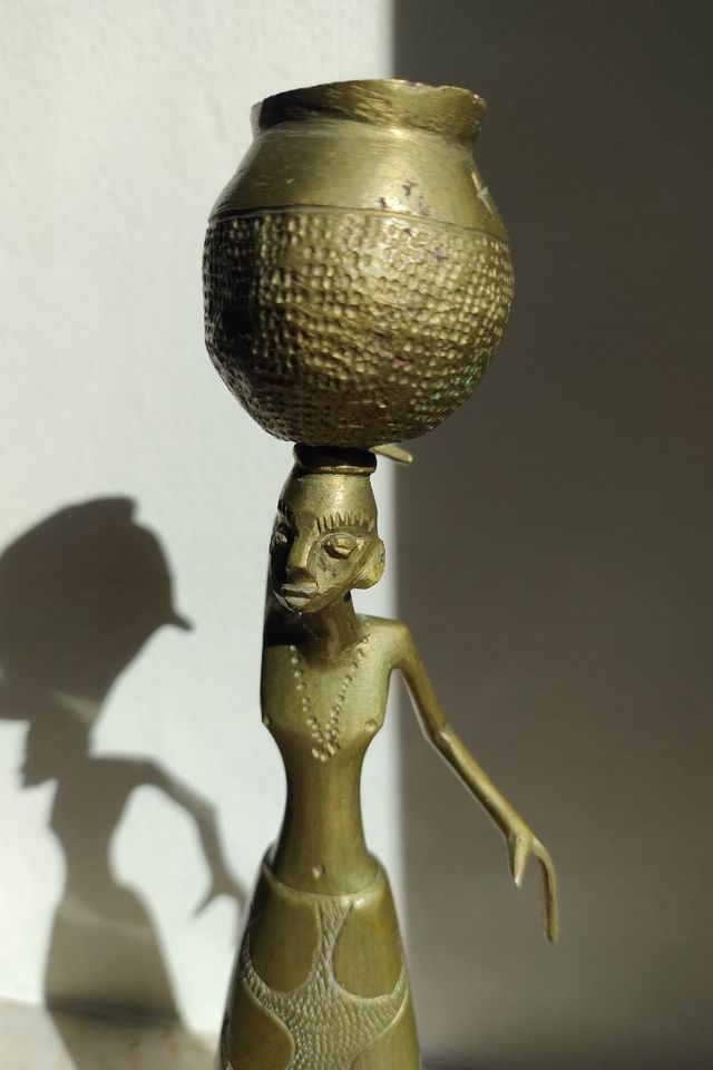 Statua Africana Vintage In Ottone