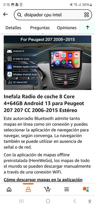 RADIO ANDROID 9" PEUGEOT 207