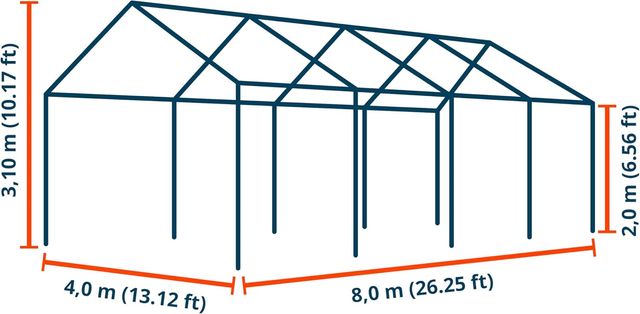 Tendone per Feste Gazebo 4x8 m Bianco PE 350 N Imp