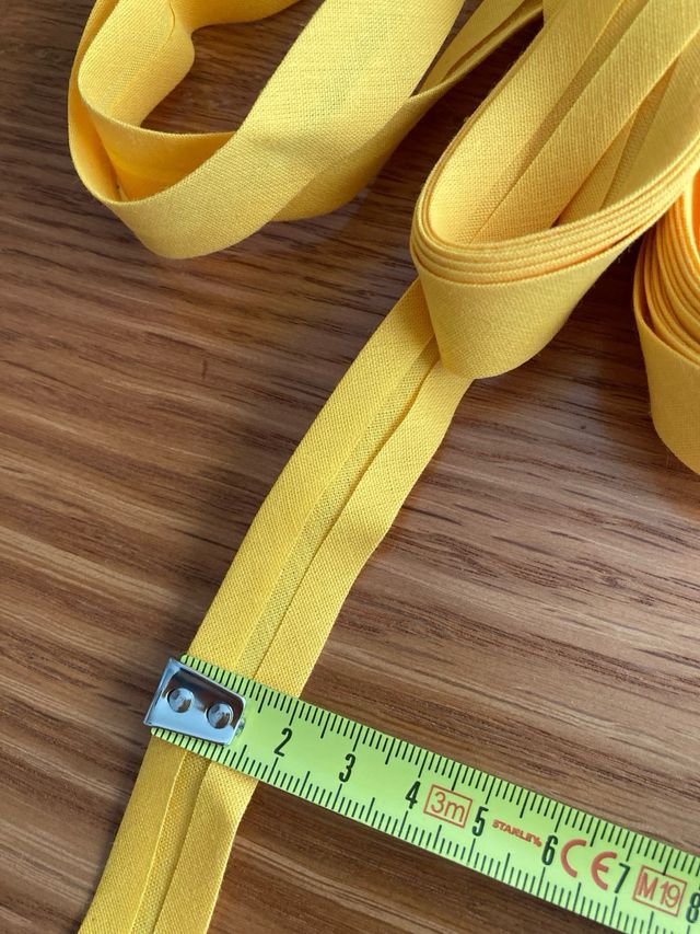 7 metros cinta al biés algodón 20mm ancho amarillo