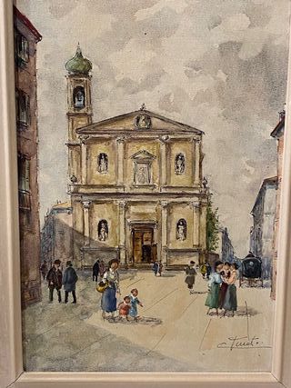 n.2 Acquerelli con scorci della citta' di Monza