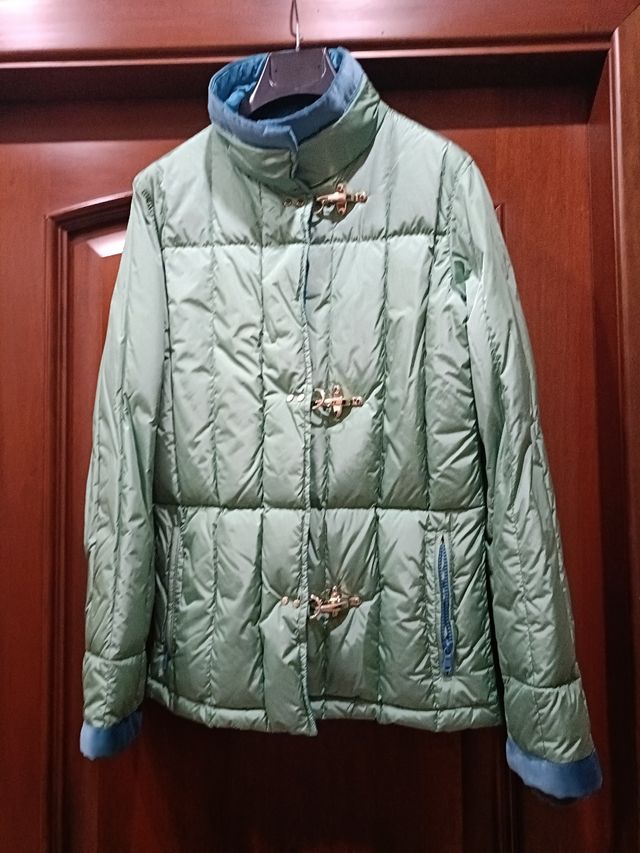 Piumino Fay verde con riporti in velluto