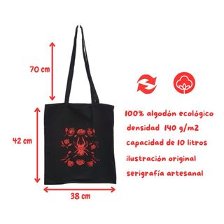 Bolsa tote bag algodón negra dibujo