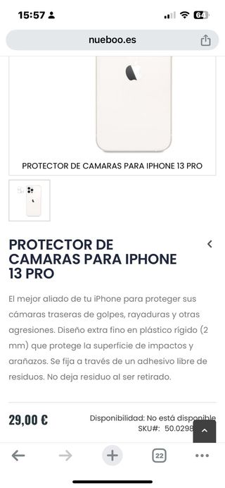 Funda y protector de camara iPhone 13 pro