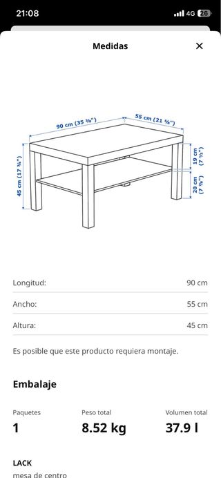 Mesa baja ikea LACK