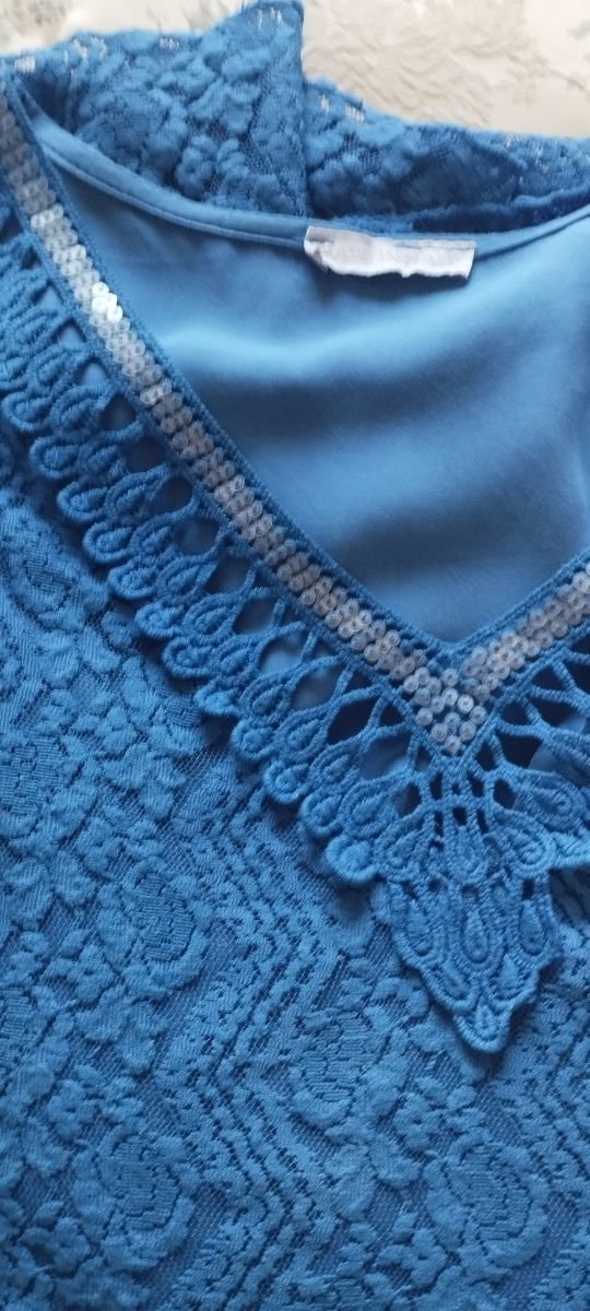 BLUSA MANGA CORTA AZUL. NUEVA. 4XL