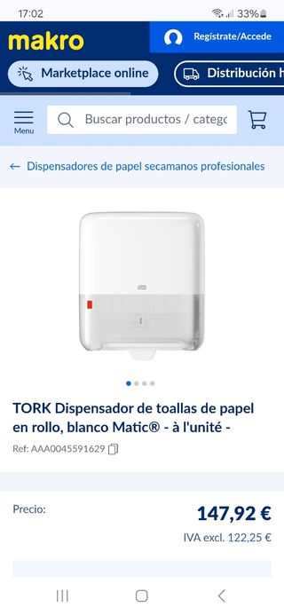 Dispensador toallas seca manos 