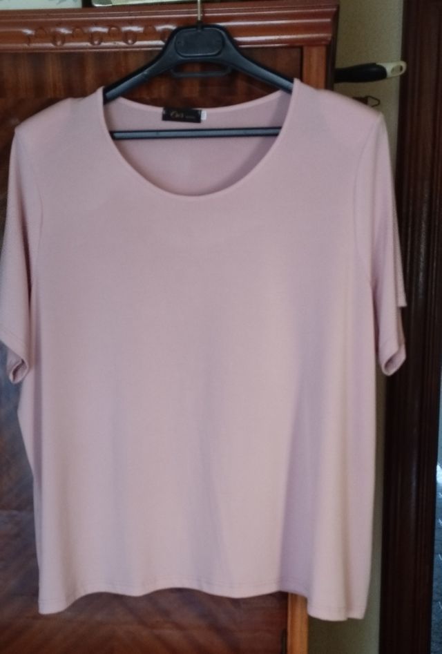 CAMISETA MANGA CORTA ROSA PALO. XXXL.