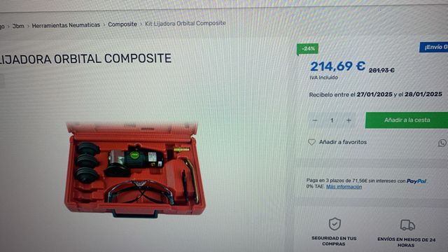 Kit lijadora orbital de composite (2") NUEVA JBM