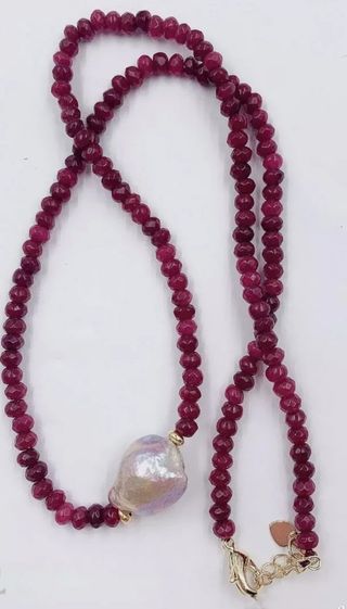 Collar piedra granate y perlas Australiana. Nuevo