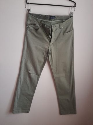 Pantalone in tessuto grigio- verde taglia 52 Sergi