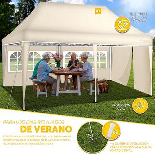 Cenador plegable de 3 x 6 m resistente al agua.
