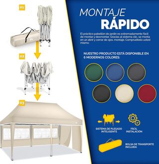 Cenador plegable de 3 x 6 m resistente al agua.