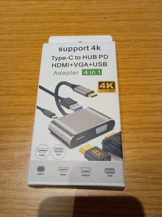 Adaptador usbc a HDMI, VGA y usb