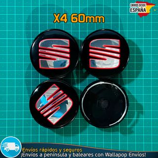 4 Tapacubos Sea 60mm Tapas Negras Cubrebujes